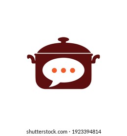 Illustration pan soup with bubble talk logo design template