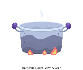 illustration of a pan that is in a burnt condition. pan burnt because it is exposed to fire for too long. goods or items. cooking utensils. place for boiling. flat style design. graphic elements