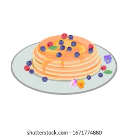 Illustration of pancake with fruit.