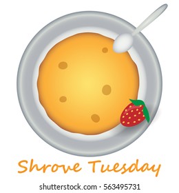 Illustration of pancake with strawberry for Shrove tuesday