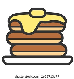 Illustration of pancakes seen from the side, with main lines, pop art