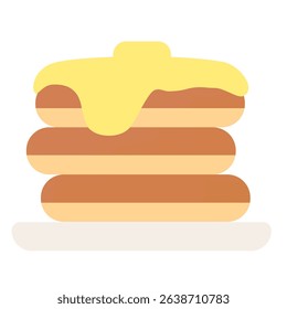 Illustration of pancakes seen from the side, with main lines, flat illustration.