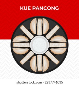 Illustration of pancong cake on a plate.eps