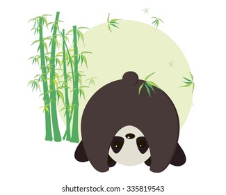 Illustration with panda and bamboo