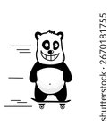 illustration of a panda bear skating