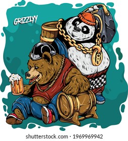 illustration of panda and beer vacations