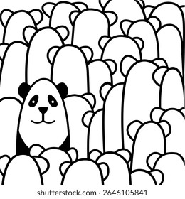 Ilustración de un panda en la multitud