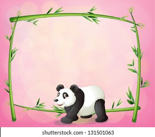 Illustration of a panda and the empty bamboo frame