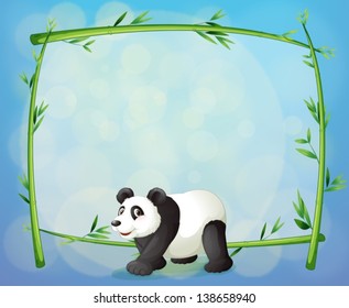 Illustration eines Panda mit gerahmtem Bambusbaum auf der Rückseite