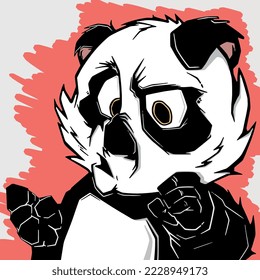 Illustration of panda graffiti style