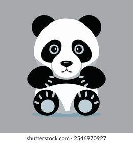 Abbildung eines Panda mit grauem Hintergrund