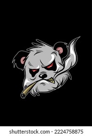 illustration of panda head with cigarette