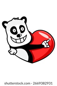 Ilustración de un panda con un corazón
