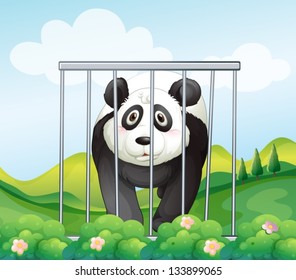 Illustration of a panda inside the cage