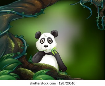 Illustration of a panda at the jungle