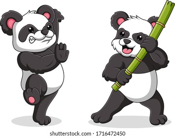 illustration of a panda with kungfu movements
