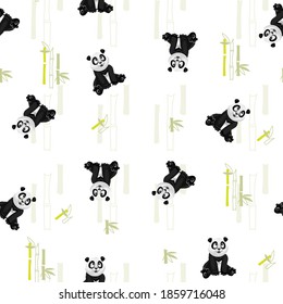 illustration of a panda on a white background, with bamboo, seamless texture
ecotexture