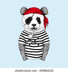 illustration of panda pirate