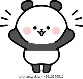Illustration of panda raising both hands.