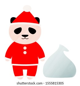 Illustration of a panda Santa Claus