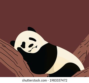 Ilustración de un panda durmiendo en un árbol