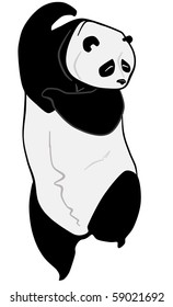 an illustration of a panda in a strange position. Looks like he's dancing