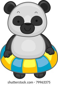 Ilustración de un Panda con un dispositivo de flotación