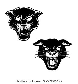 Illustration of panther head. Design element for logo, label, sign, poster.Vector illustration