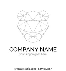 Illustration of panther muzzle in outline style. Vector logotype template for antivirus app or for security agency. EPS10.