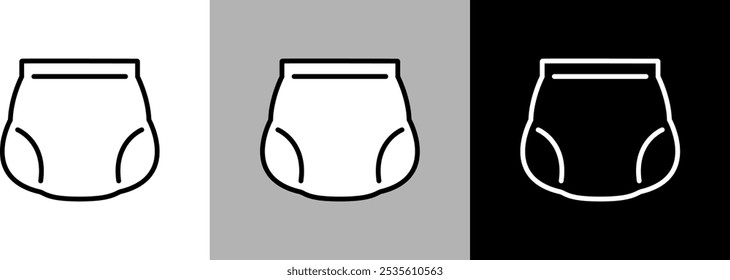 Illustration of pants type diaper. Simple line drawing vector icon.