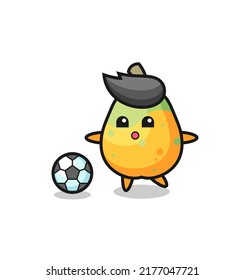 Illustration of papaya cartoon is playing soccer , cute style design for t shirt, sticker, logo element