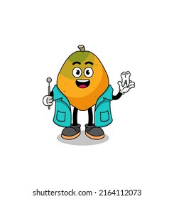 Illustration of papaya fruit mascot as a dentist , character design