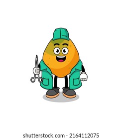 Illustration of papaya fruit mascot as a surgeon , character design