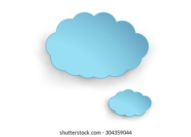 illustration of paper blue color clouds set with different shapes