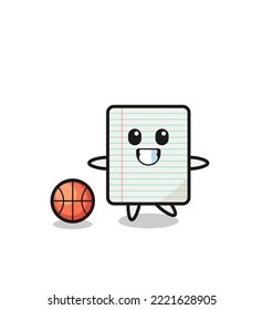 Illustration of paper cartoon is playing basketball , cute design