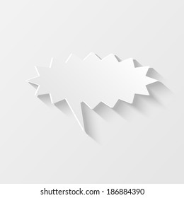 Illustration of a paper chat bubble isolated on a light background.