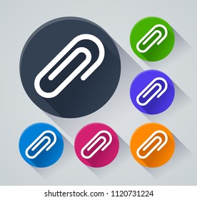 Illustration of paper clip circle icons with shadow