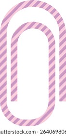 An illustration of a paper clip in pink stripes. Great for cute and girly designs or stationery themes.