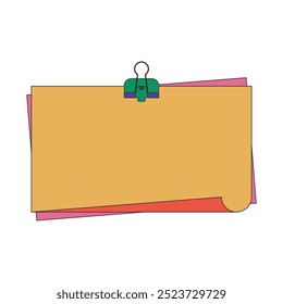 Illustration paper and clips with retro style