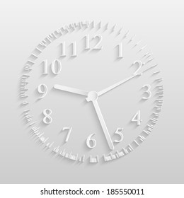 Illustration of a paper clock isolated on a light background.