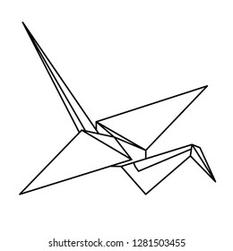 Illustration of paper crane origami  isometric on a white background