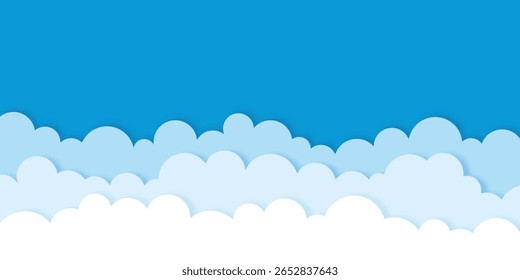  ilustração de papel corte estilo nuvem no céu azul com cópia espaço banner fundo de negócios