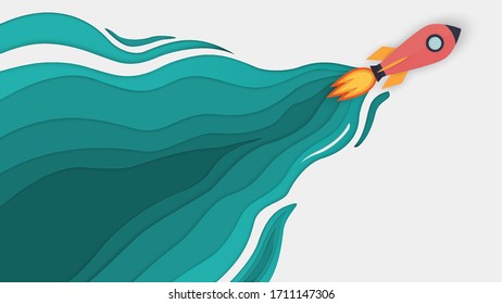 Ilustración de un cohete cortado de papel lleno de belleza
