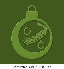 Illustration in paper cut style christmas tree ball with tree