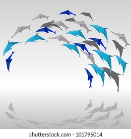 illustration of paper dolphins in a jump.