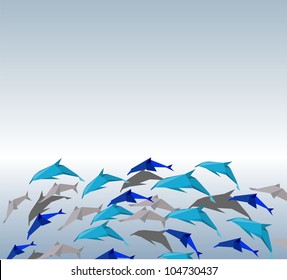 illustration of paper dolphins in a jump.