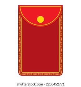 Illustration of a paper envelope at the Chinese New Year celebration called Angpau. Chinese reward. Paper design in red with golden outline. Vector illustration