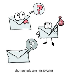 Illustration paper envelopes with a question mark characters