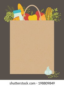 Illustration of paper grocery bag with place for your text.