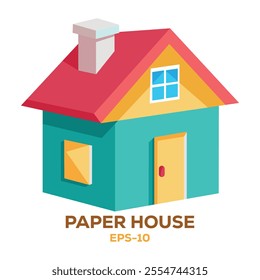 Illustration of Paper house Isolated on white